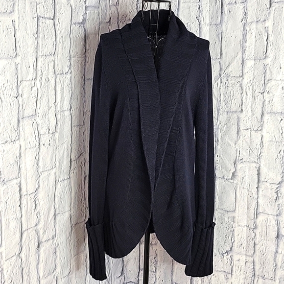 ×KAREN KANE Navy Blue Mid‎ Length Sweater Cardigan Large - Picture 1 of 6